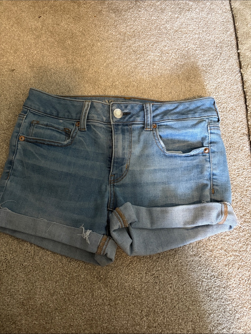 American Eagle Outfitters Light Blue Rolled Cuff Denim Shorts